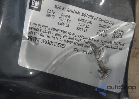 2013 Chevrolet Impala Ls z USA, uszkodzony, nr VIN 2G1WF5E33D1155783